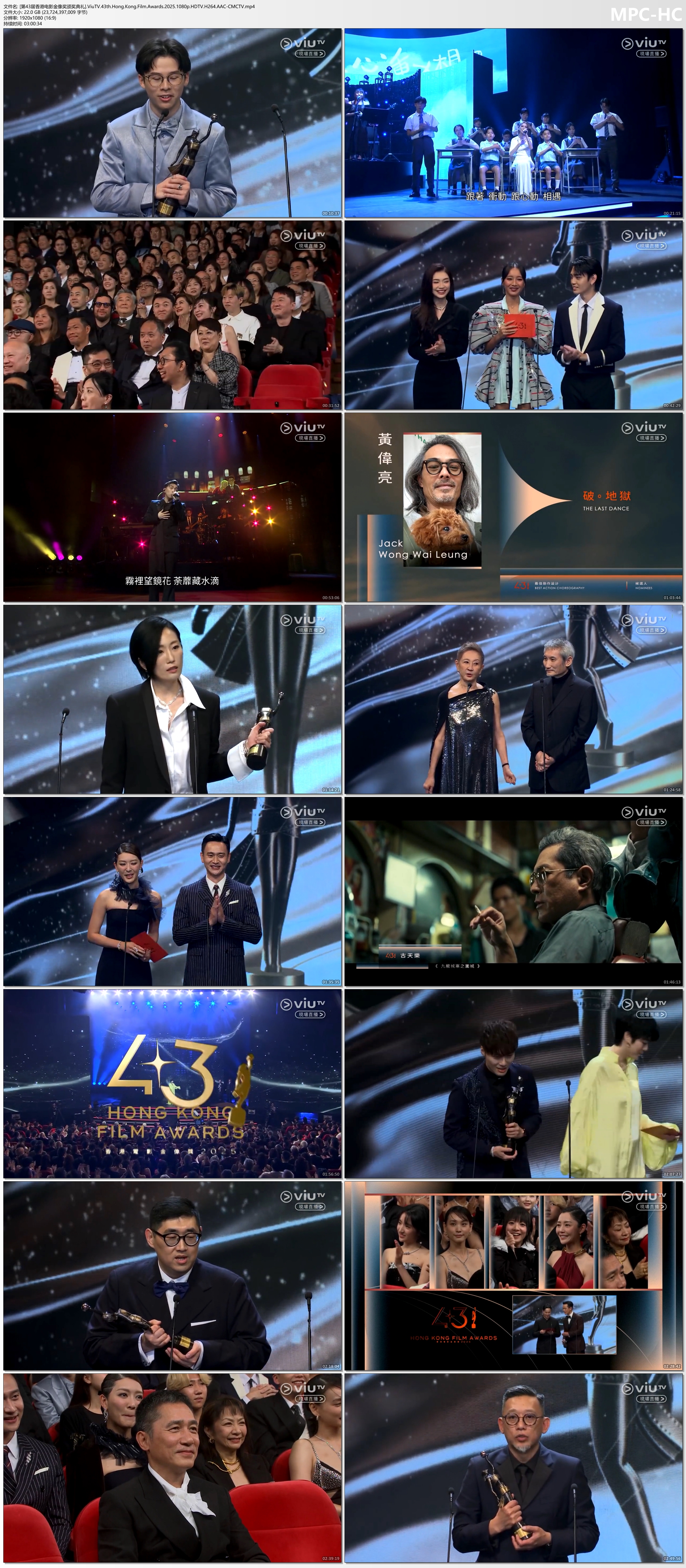 [第43届香港电影金像奖颁奖典礼][粤语][1080p.HDTV.H264.AAC][MP4/22.1G]